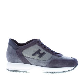 HOGAN uomo Interactive sneaker in camoscio e tessuto tecnico BLU e GRIGIO