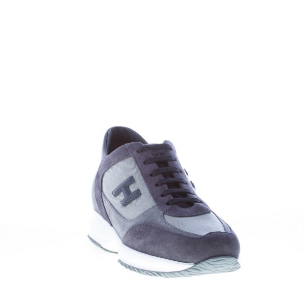 HOGAN uomo Interactive sneaker in camoscio e tessuto tecnico BLU e GRIGIO - immagine 2