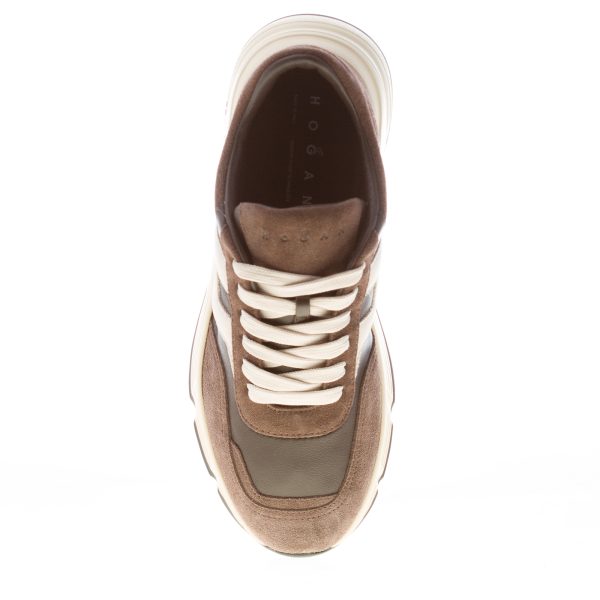 HOGAN uomo Hyperlight sneaker in camoscio e nappa MARRONE più panna - immagine 5