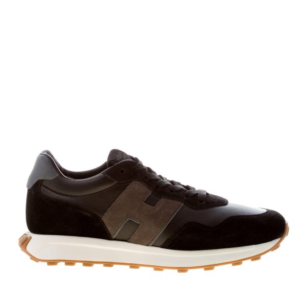 HOGAN uomo H601 sneaker in camoscio e nappa NERO più antracite