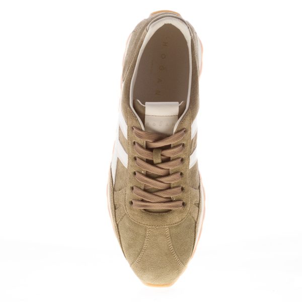 HOGAN uomo H671 sneaker 86er in camoscio VERDE e pelle bianca - immagine 5
