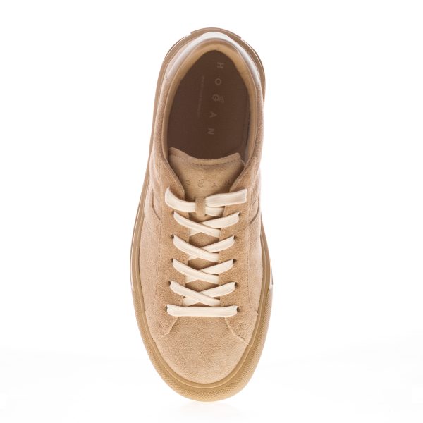 HOGAN uomo H691 sneaker Rebel in camoscio BEIGE - immagine 5