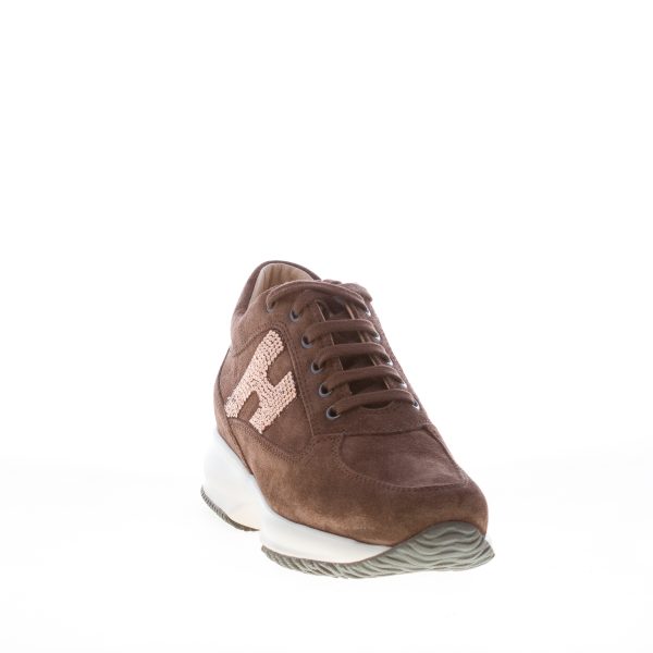 HOGAN donna Interactive in camoscio MARRONE con H di strass - immagine 2