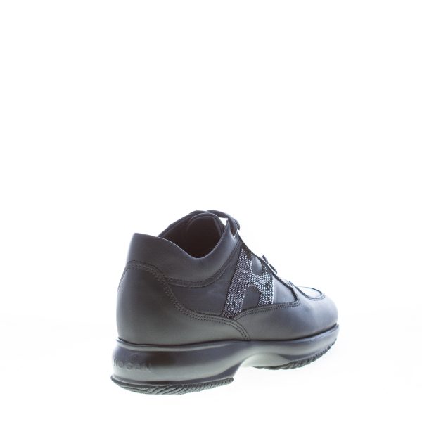 HOGAN donna Interactive sneaker in pelle NERO con H di micro-paillettes - immagine 3