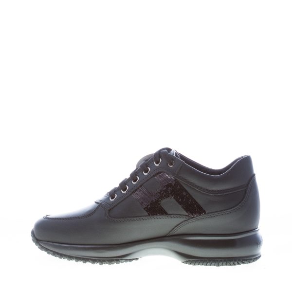 HOGAN donna Interactive sneaker in pelle NERO con H di micro-paillettes - immagine 4