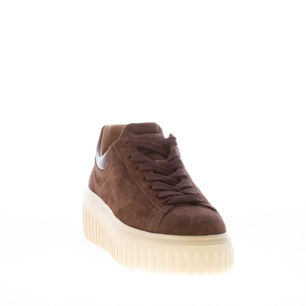 HOGAN donna sneaker H-Stripes in camoscio e pelle MARRONE - immagine 2