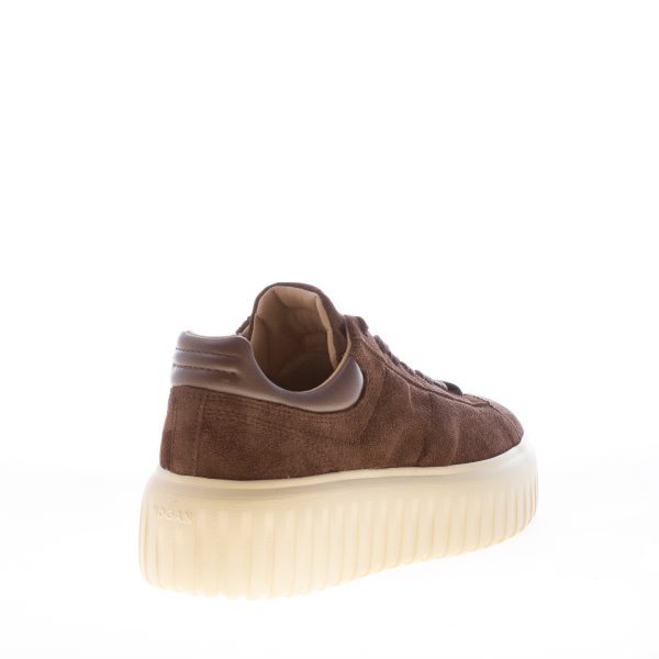 HOGAN donna sneaker H-Stripes in camoscio e pelle MARRONE - immagine 3