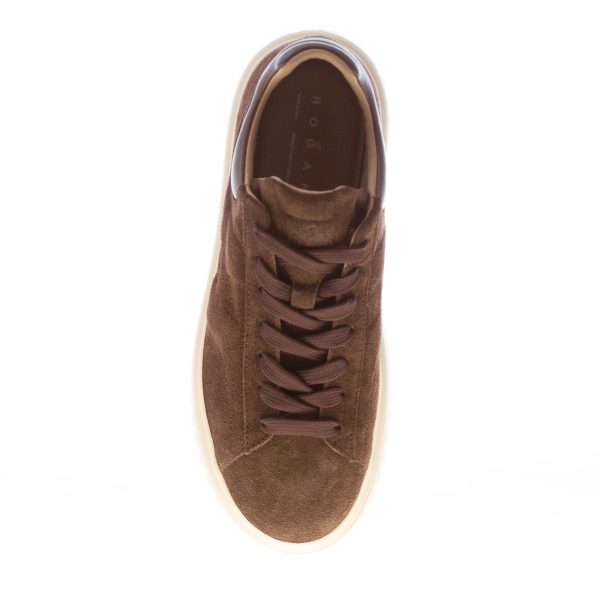 HOGAN donna sneaker H-Stripes in camoscio e pelle MARRONE - immagine 5
