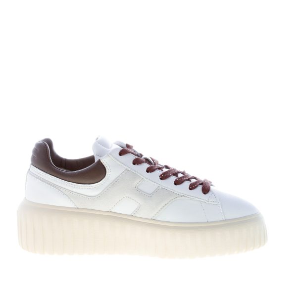 HOGAN donna sneaker H-Stripes in nappa BIANCO e MARRONE