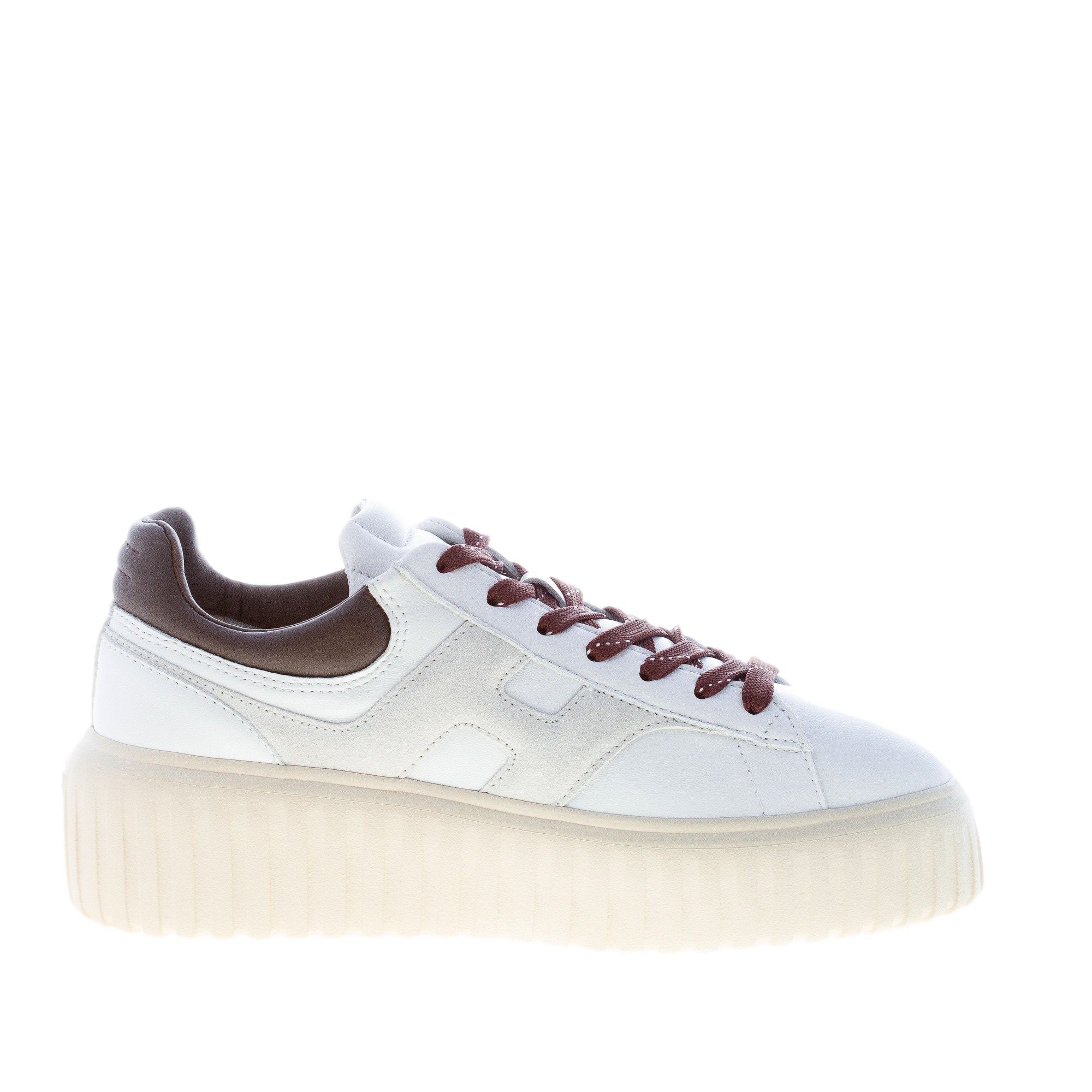 HOGAN donna sneaker H-Stripes in nappa BIANCO e MARRONE