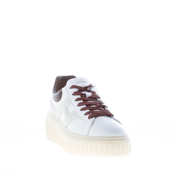 HOGAN donna sneaker H-Stripes in nappa BIANCO e MARRONE - immagine 2