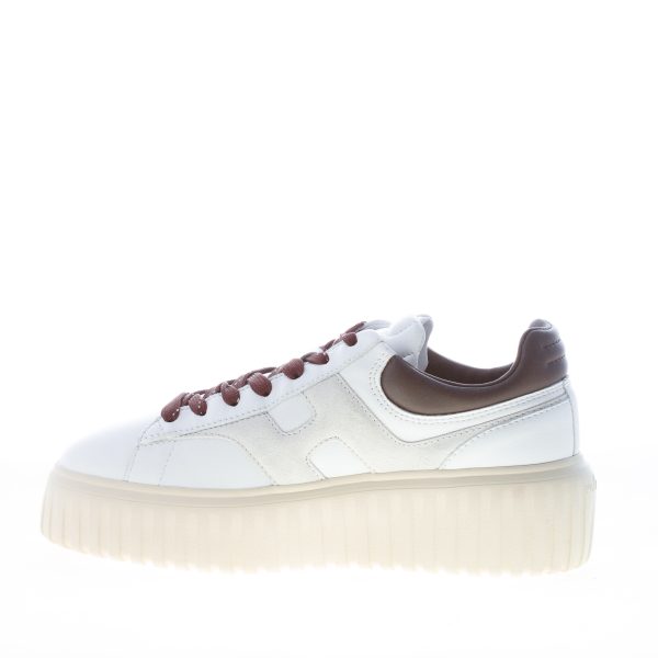 HOGAN donna sneaker H-Stripes in nappa BIANCO e MARRONE - immagine 4