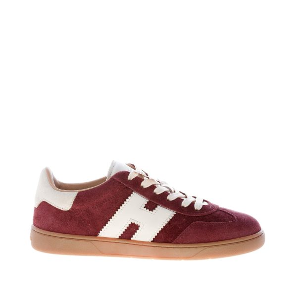 HOGAN donna H647 Cool sneaker in camoscio BORDEAUX più panna