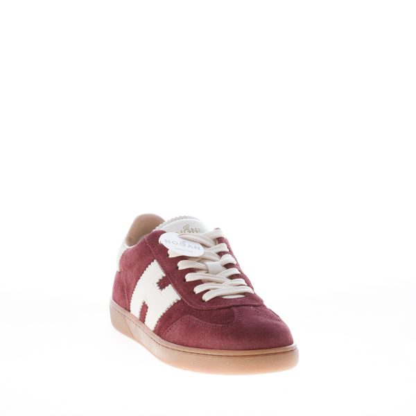 HOGAN donna H647 Cool sneaker in camoscio BORDEAUX più panna - immagine 2