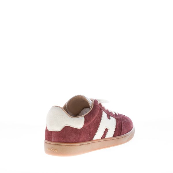 HOGAN donna H647 Cool sneaker in camoscio BORDEAUX più panna - immagine 3