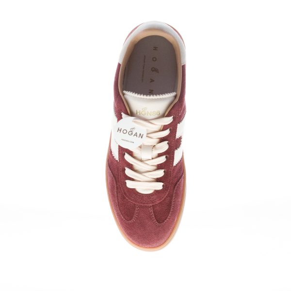 HOGAN donna H647 Cool sneaker in camoscio BORDEAUX più panna - immagine 5