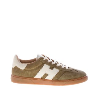 HOGAN donna H647 sneaker Cool in camoscio VERDE MILITARE più bianco