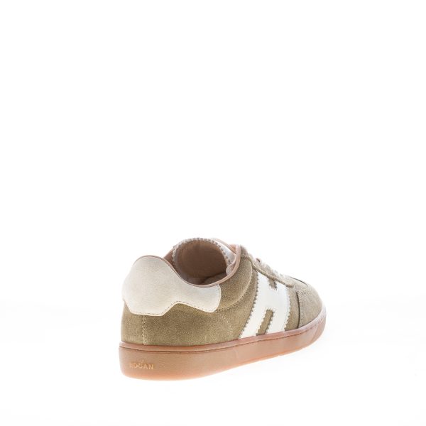 HOGAN donna H647 sneaker Cool in camoscio VERDE MILITARE più bianco - immagine 3