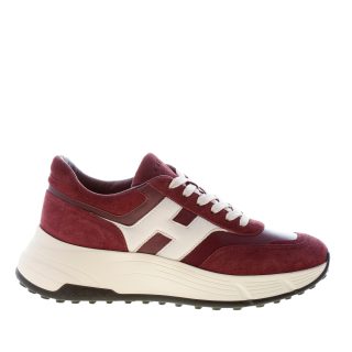 HOGAN donna H669 sneaker HI FI in camoscio e nappa BORDEAUX più bianco