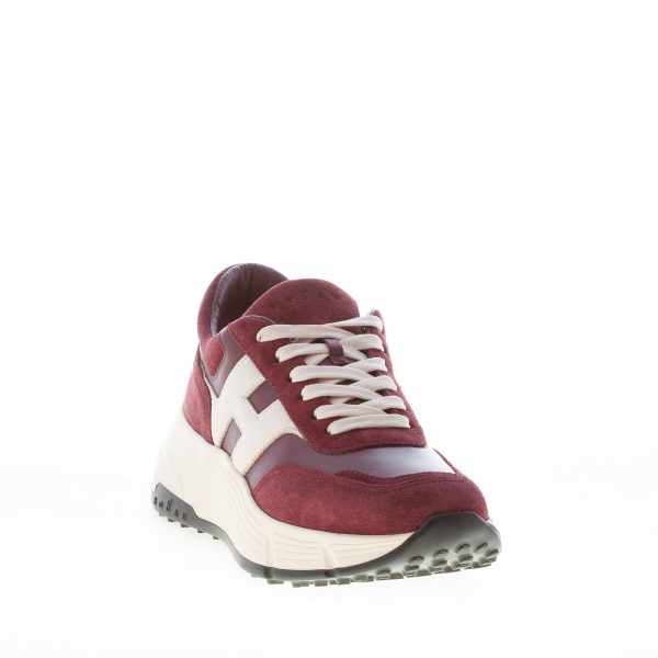 HOGAN donna H669 sneaker HI FI in camoscio e nappa BORDEAUX più bianco - immagine 2