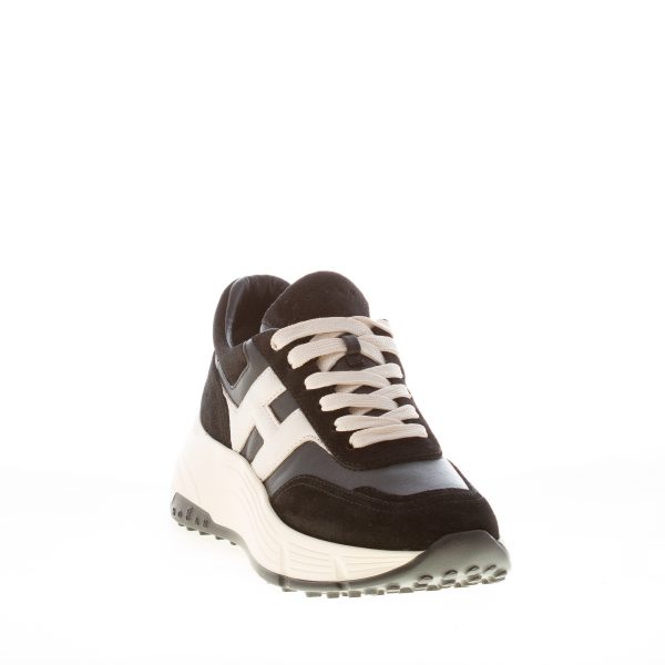 HOGAN donna H669 sneaker HI FI in camoscio e nappa NERO più bianco - immagine 2