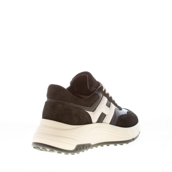 HOGAN donna H669 sneaker HI FI in camoscio e nappa NERO più bianco - immagine 3