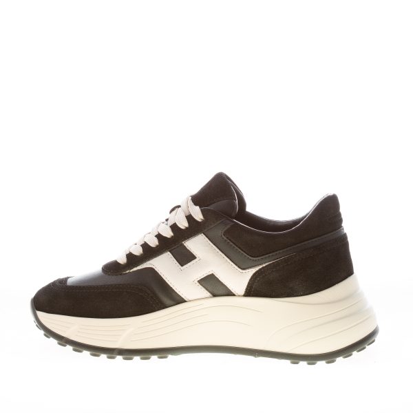 HOGAN donna H669 sneaker HI FI in camoscio e nappa NERO più bianco - immagine 4