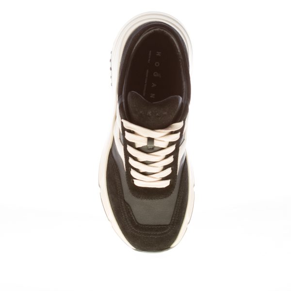 HOGAN donna H669 sneaker HI FI in camoscio e nappa NERO più bianco - immagine 5