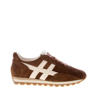 HOGAN donna H671 sneaker 86er in camoscio MARRONE e bianco