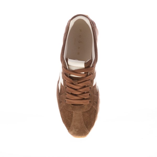 HOGAN donna H671 sneaker 86er in camoscio MARRONE e bianco - immagine 5