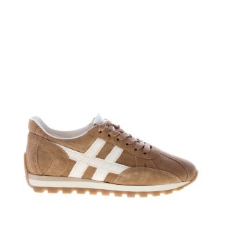 HOGAN donna H671 sneaker 86er in camoscio TORTORA e bianco