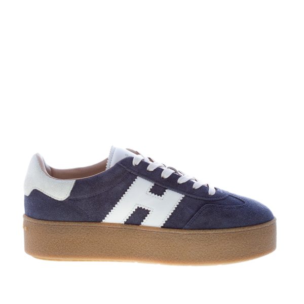 HOGAN donna sneaker Cool in camoscio BLU più bianco con suola platform