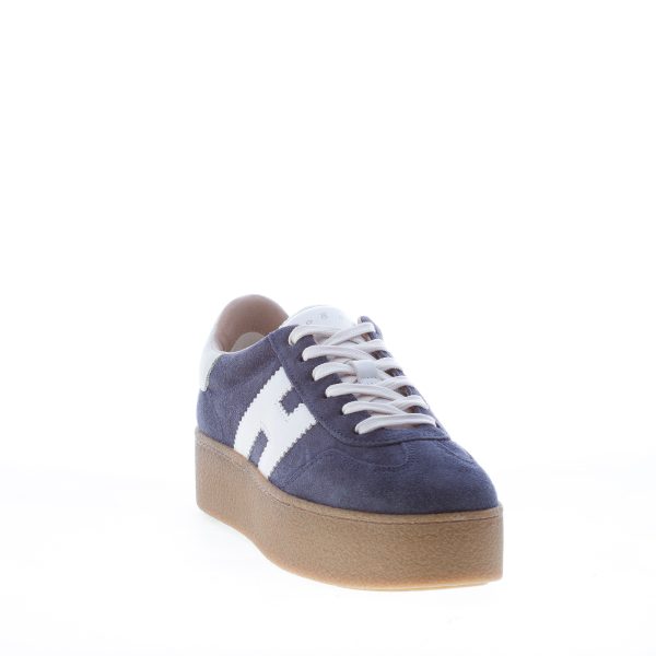 HOGAN donna sneaker Cool in camoscio BLU più bianco con suola platform - immagine 2