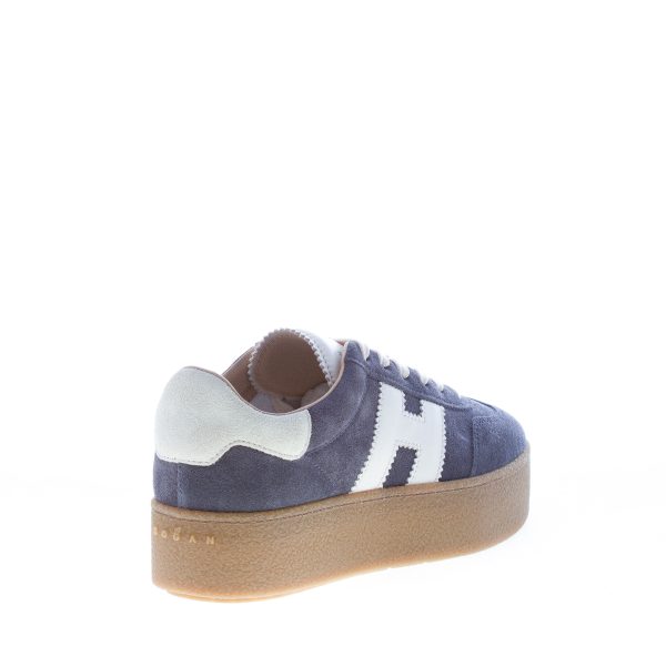HOGAN donna sneaker Cool in camoscio BLU più bianco con suola platform - immagine 3