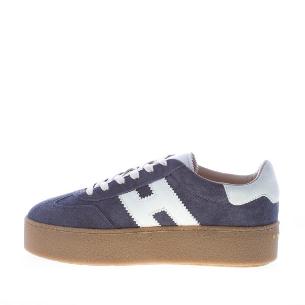 HOGAN donna sneaker Cool in camoscio BLU più bianco con suola platform - immagine 4