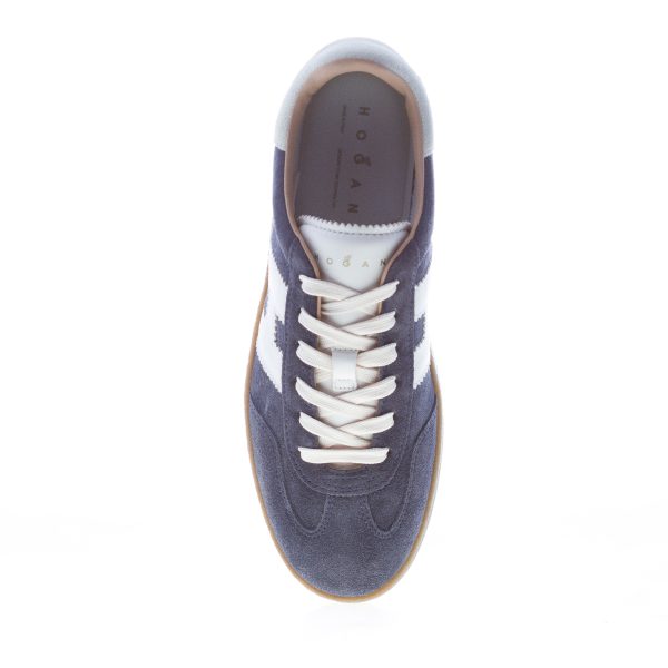 HOGAN donna sneaker Cool in camoscio BLU più bianco con suola platform - immagine 5