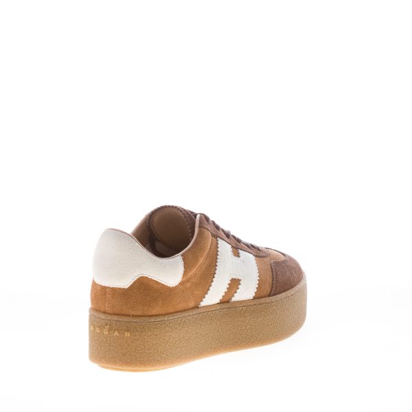 HOGAN donna H681 sneaker Cool in camoscio MARRONE più bianco con platform - immagine 3