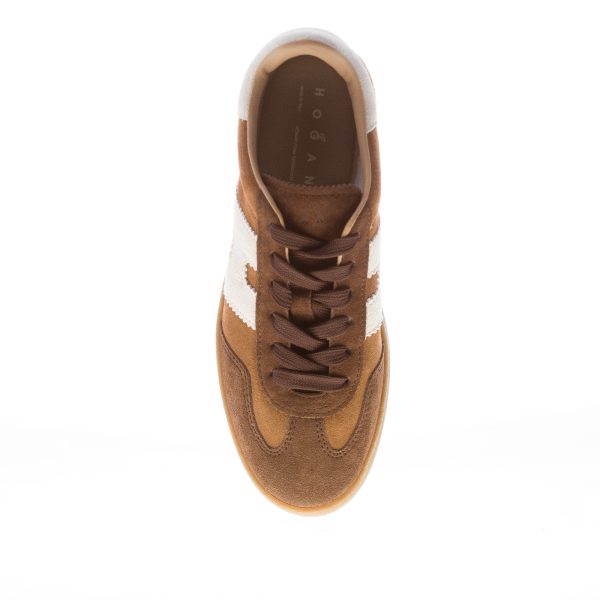 HOGAN donna H681 sneaker Cool in camoscio MARRONE più bianco con platform - immagine 5