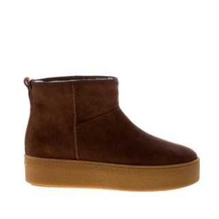 HOGAN donna H681 stivaletto Cool in camoscio MARRONE con suola platform