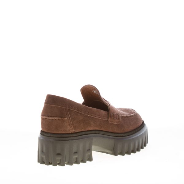 HOGAN donna mocassino in camoscio MARRONE con charm H. Tacco 7,5 cm - immagine 3