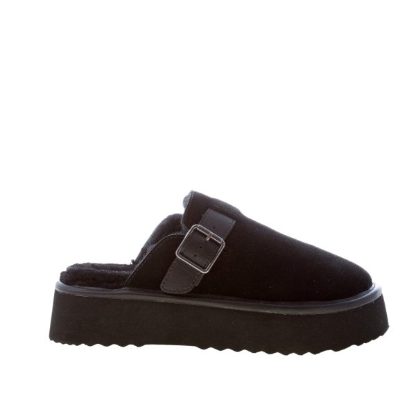 HOOR donna sabot Neptune in camoscio NERO con fodera in pelliccia