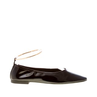 JEFFREY CAMPBELL donna ballerina Tippy in vernice NERO con cinturino braccialetto alla caviglia