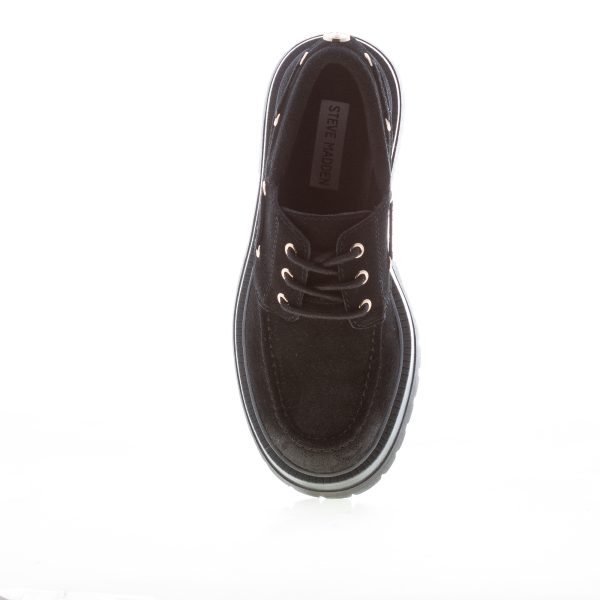 STEVE MADDEN donna scarpa allacciata Detroit in camoscio NERO. Tacco 5 cm - immagine 5