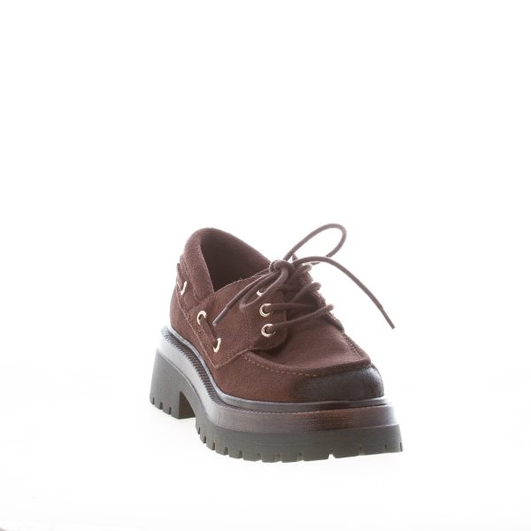 STEVE MADDEN donna scarpa allacciata Detroit in camoscio MARRONE. Tacco 5 cm - immagine 2