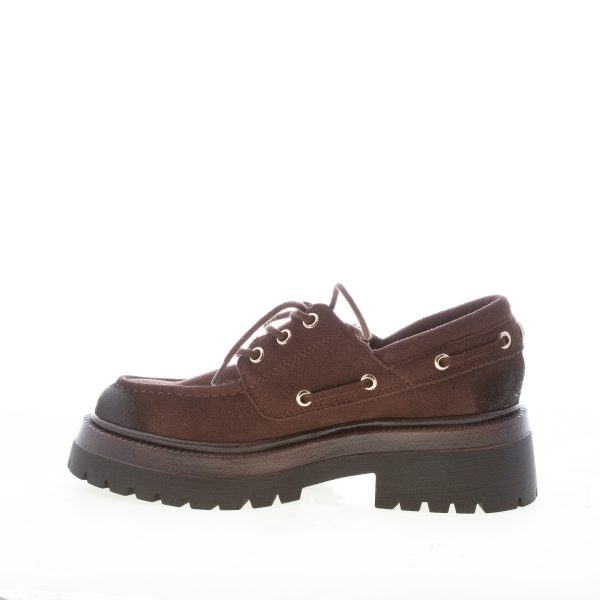 STEVE MADDEN donna scarpa allacciata Detroit in camoscio MARRONE. Tacco 5 cm - immagine 4