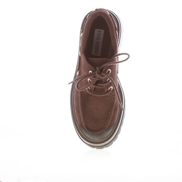 STEVE MADDEN donna scarpa allacciata Detroit in camoscio MARRONE. Tacco 5 cm - immagine 5