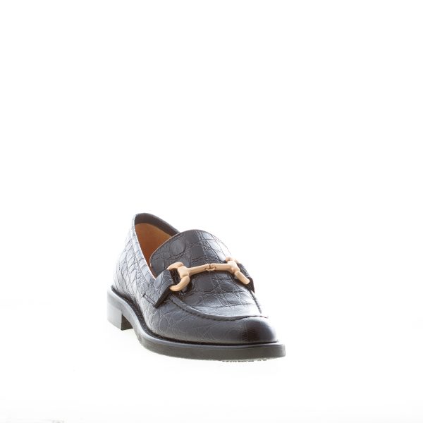 MARA BINI donna mocassino Corinne in pelle stampa cocco NERO con morsetto. Tacco 3 cm. - immagine 2