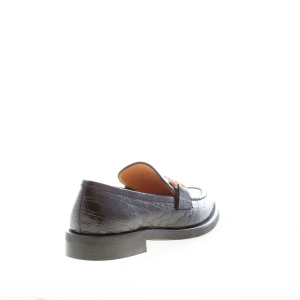 MARA BINI donna mocassino Corinne in pelle stampa cocco NERO con morsetto. Tacco 3 cm. - immagine 3
