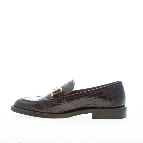 MARA BINI donna mocassino Corinne in pelle stampa cocco NERO con morsetto. Tacco 3 cm. - immagine 4