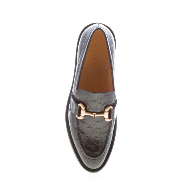 MARA BINI donna mocassino Corinne in pelle stampa cocco NERO con morsetto. Tacco 3 cm. - immagine 5